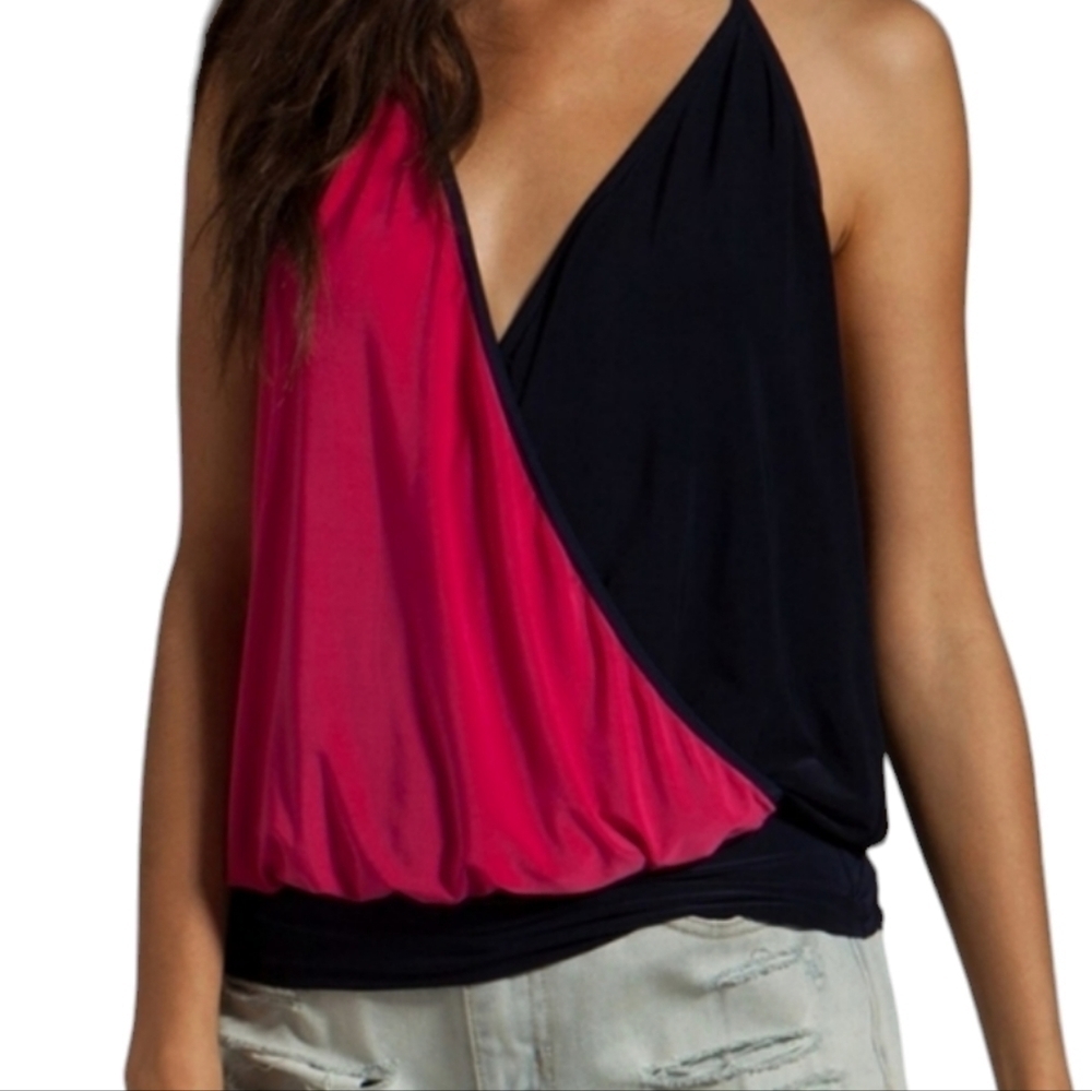 T-Bags Women's wrap front halter top, fuchsia